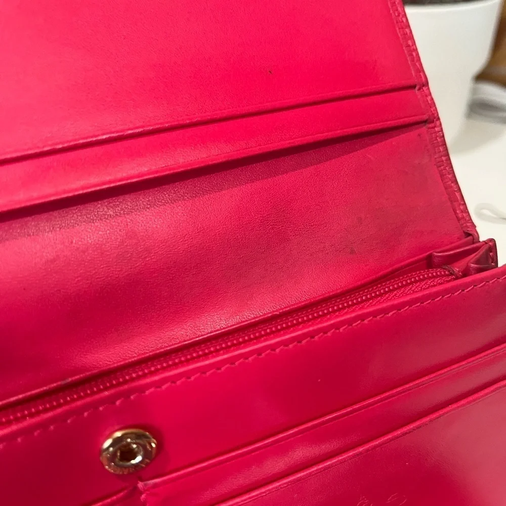 MCM DARK PINK LONG TRIFOLD WALLET
